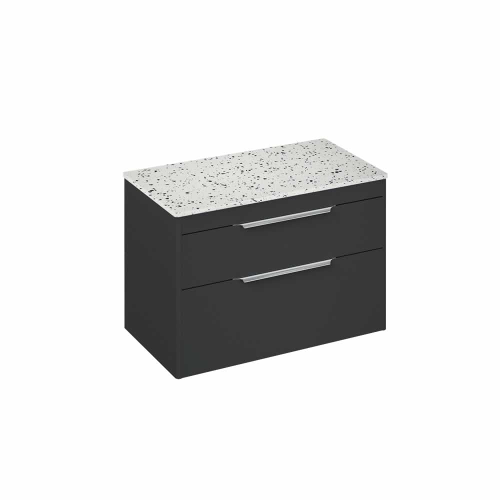 Shoreditch 85cm double drawer Matt Grey with Ice Blue Worktop